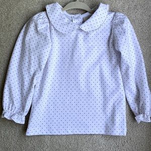 NWT The Beaufort Bonnet Company Pink dot Peter Pan collar long sleeve blouse.